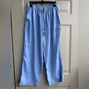 Banana Republic 100% Linen Wide-Leg Pants Size L Light Blue Relaxed Summer Style